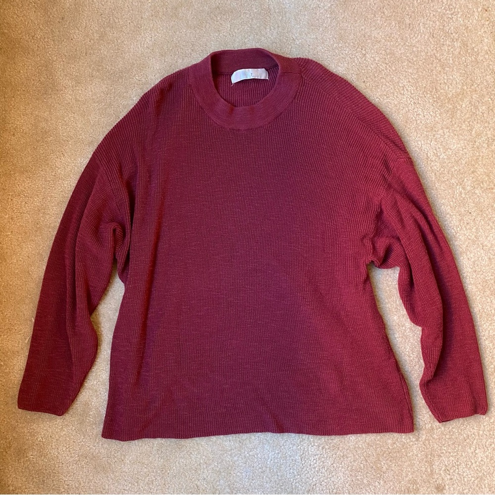 Free People FP Beach Oversized Sweater Sz S Magenta Pink Cotton Blend Comfy Cozy